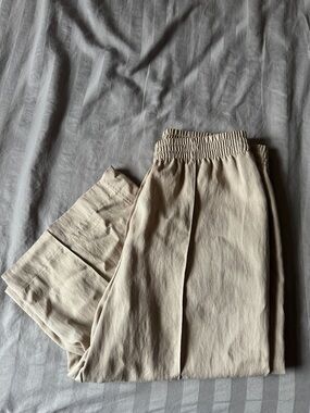 H&M Beige Wide-Leg Elastic Waist Pants